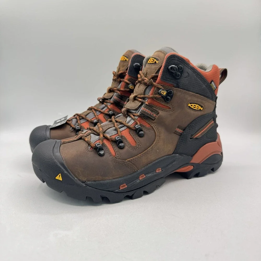 Keen Pittsburgh Boots Men's Size 9.5 D Orange Waterproof Leather